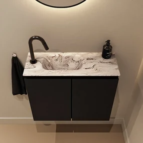 Mondiaz Ture DLux toiletmeubel 60cm urban met wastafel glace links met kraangat