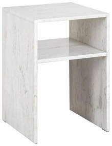 Richmond Interiors Moran Marmeren Nachtkastje Beige Wit - 35.5x35.5x51cm.