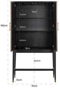 Richmond Interiors Bloomville Design Wandkast Leer - 97x45x182cm.