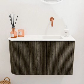 Mondiaz Joya 70cm toiletmeubel ronding links shadow met wastafel faye rechts zonder kraangat talc