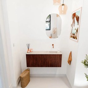 Mondiaz Joya DLux 100cm toiletmeubel ruby met wastafel faye rechts zonder kraangat frappe