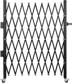 VEVOR Enkele veiligheidspoort, vouwdeurpoort, accordeonveiligheidspoort van staal, uitschuifbare veiligheidspoort van  190 × 131 cm(W × H), 360° rolbarrièrepoort, schaarpoort of deur met hangslot