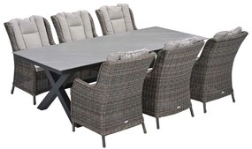 Garden Impressions Marbella tuinset 7-delig havanna sand - Sintra tuintafel 240x100 cm - napoli sand