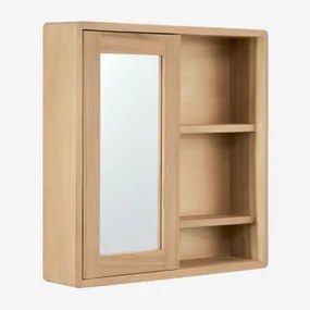Wandkast Vierkant 60x60 Cm Voor Badkamer Van Teakhout Met Rechthoekige Spiegel Ian Licht Teakhout - Sklum