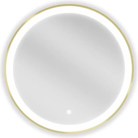 Mexen Esso verlichte badkamerspiegel, rond 60 cm, LED 6000K, antidamp, gouden frame - 9825-060-060-611-50