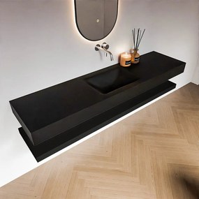 Zaro Alan badmeubel 180cm met planchet urban en vrijhangende wastafel cloud midden zonder kraangat urban