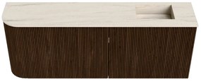 Mondiaz Joya DLux 110cm toiletmeubel ronding links walnut met wastafel faye rechts zonder kraangat meli