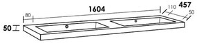 Sanituba Foggia wastafel mineraalmarmer zonder kraangaten 160cm mat