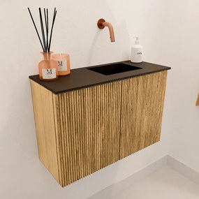 Mondiaz Joya 60cm toiletmeubel oak met wastafel faye rechts zonder kraangat urban
