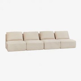4-delige Modulaire Bank In Vacuümverpakt Corduroy Temple Corduroy Beige – Linnen - Sklum