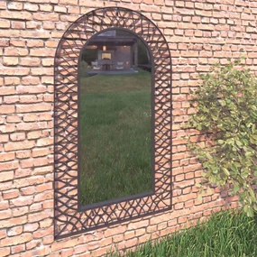 vidaXL Tuin wandspiegel gebogen 60x110 cm zwart