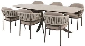 Taste by 4 Seasons Calma tuinset terre met Prado tafel met keramisch blad 240 cm Tuinset bruin weerbestendig