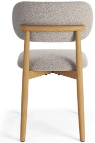 ALDO Beige Latte (stof Monza 60)/gelakt eiken frame – HOUTEN BOUCLÉSTOEL VOOR WOONKAMER, EETKAMER, KEUKEN RETRO