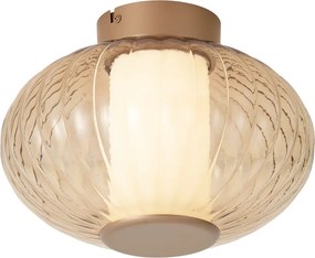 Design plafondlamp messing 28cm met amber glas incl. LED 3-staps dimbaar - Margherite