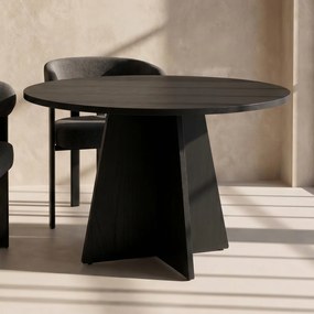 Ronde Eettafel Met Kruisvoet Zwart - 110 X 110cm.
