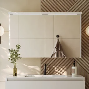 Fontana Grado spiegelkast met verlichting 100cm 2 deuren wit mat