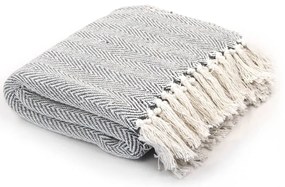 vidaXL Plaid visgraat 220x250 cm katoen grijs