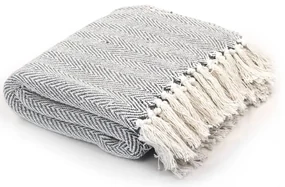 vidaXL Plaid visgraat 220x250 cm katoen grijs
