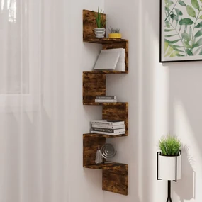 vidaXL Hoekwandschap 19x19x123 cm spaanplaat gerookt eikenkleurig
