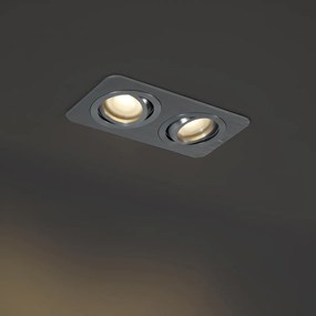 Afgeronde inbouwspot gunmetal GU10 50mm draai- en kantelbaar IP44 2-lichts - Alberto