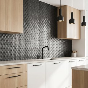 Zelfklevende Mozaïektegels Metaal | Steenstrip 3D Antraciet | 30×29,8 cm | Keuken, Bad &amp; WC