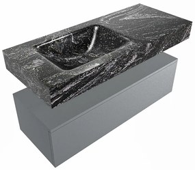 Mondiaz Alan DLux badmeubel 110cm plata 1 lade met wastafel lava links zonder kraangat