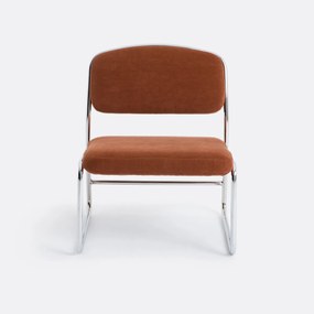 Fauteuil van chroom en stof, Celestina
