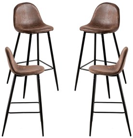 Set 4 Krukjes Zwart Teok Kunstleer Bruin Vintage