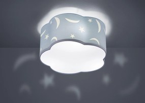 Trio -   Plafondlamp  Moony Wit / Lichtblauw  Textiel