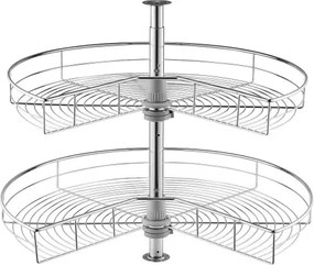 VEVOR Niervormige Chromen Hoekorganizer, 360° Draaibaar Kruidenrek, 2-laags Opbergrek in Hoogte Verstelbaar (Laadvermogen 23 kg), Vervangende Lazy Susan Plank van Koolstofstaal voor Kasthoeken