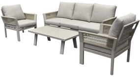 Saigon stoel bank loungeset 4 delig latte zand aluminium