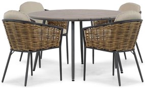 Tuinset Ronde Tuintafel 4 personen 125 cm Aluminium/wicker Grijs  Lifestyle Garden Furniture Nice/Matale