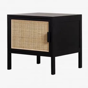 Set Van 2 Reyna Nachtkastjes Van Rotan En Hout Zwart - Sklum