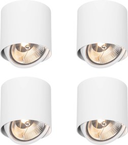 Set van 4 design opbouwspots wit GU10 111mm - Impact