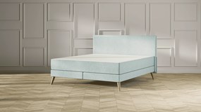 Emma Signature Boxspring Bed 140x200 - Mint - Effen Hoofdbord - Beukenhout Pootjes
