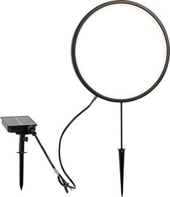 Set van 2 prikspots zwart 60cm incl. LED oplaadbaar en solar IP65 - Adalind