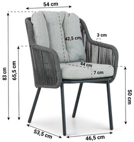 Tuinset 4 personen 120 cm Aluminium/rope Grijs Santika Furniture Santika