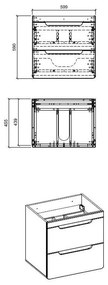 Comad Aruba Craft badkamermeubel 60cm met witte wastafel en kraangat eiken