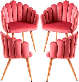 Set van 4 fluwelen fauteuils