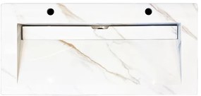 Lambini Designs Quri keramische wastafel 100cm marmer met 2 kraangaten