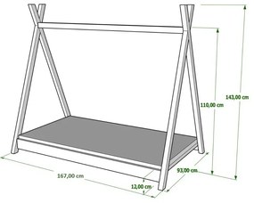 Peuter Els Eenpersoons hemelbed - Titus Tipi-stijl voor kinderen Kinderen Peuter Junior 5059914020456 Children's Beds Home, 160x80, Matras van schuim/
