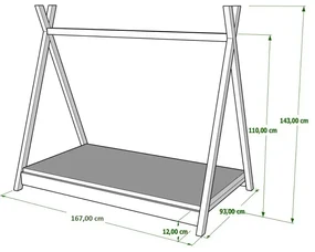 Peuter Wit  Eenpersoons hemelbed - Titus Tipi-stijl voor kinderen Kinderen Peuter Junior 5059914020432 Children's Beds Home, 160x80, 12 cm latex met h