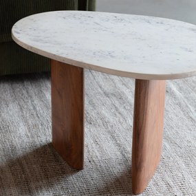 Marmeren Bijzettafel Organische Vorm - 56 X 37cm.