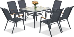 Modena/Bitonto grijze tuintafel voor 6 personen met Garden Point vierkante tafel