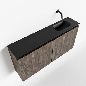 Mondiaz Ture 100cm toiletmeubel dark brown met wastafel urban rechts geen kraangat