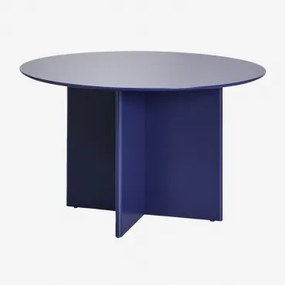 Ronde Eettafel In Mdf (ø120 Cm) Saonara Blauw – Ultramarijn - Sklum