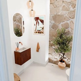 Mondiaz Joya DLux 50cm toiletmeubel ruby met wastafel faye midden zonder kraangat opalo