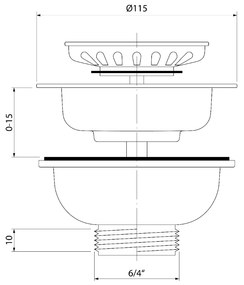 Bruckner afvoerputje gunmetal 6/4"