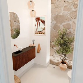 Mondiaz Joya 100cm toiletmeubel ronding rechts ruby met wastafel faye links zonder kraangat urban