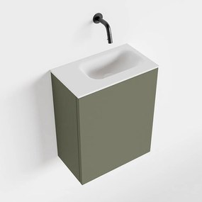 Zaro Polly toiletmeubel 40cm army met witte wastafel zonder kraangat rechts